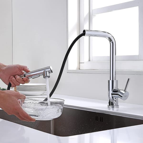 Kitchen Faucet with Pull-Out Spray, 2 Water Modes - Stream and Spray, Hot and Cold Water Tap