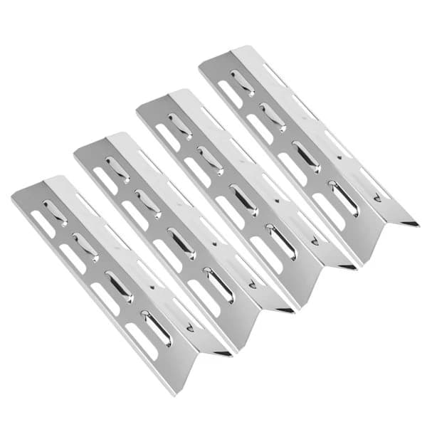 Grillvarmeplater i rustfritt stål, sett med 4, erstatning for Backyard Grill BBQ Tek Master Forge Perfect Flame Silver 16,1 tommer