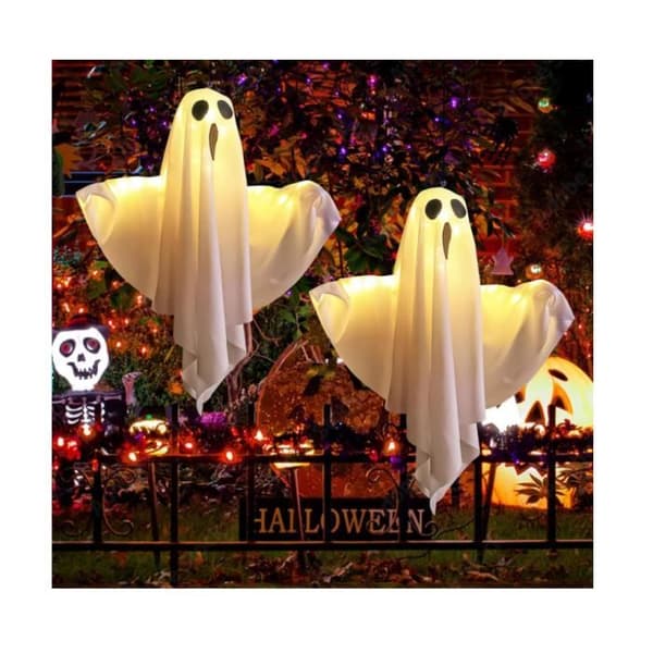 Halloween-dekorasjon - Uspesifisert - Hengende spøkelser - 2 stk - LED-lys - 50 cm