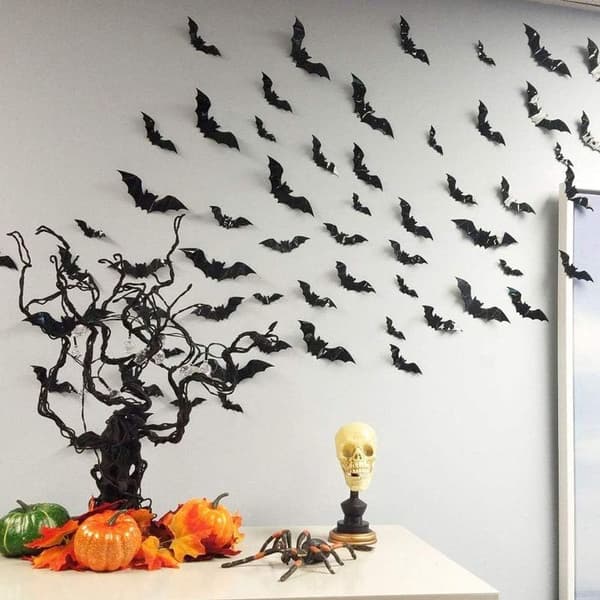 84 Halloween-lepakko-tarrat Seinätaide 3D-tarrat Juhlatarvikkeet Halloween