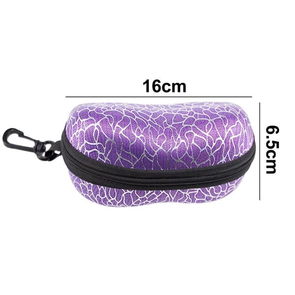 Unisex PU Shockproof Protective Sunglasses Case with Carabiner Purple