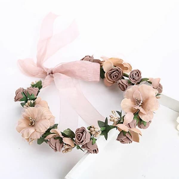 Bryllupshårkrans til kvinder Elegant blomsterpandebånd til festivaler