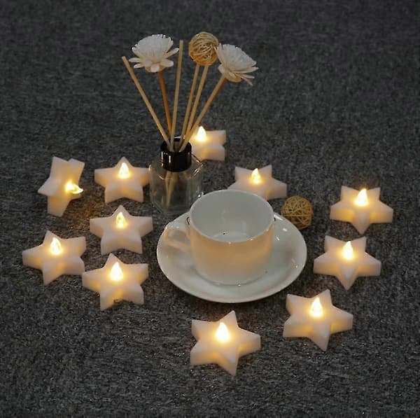 Creative Star Shape Decorative Flameless Candle 12pcs