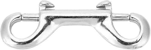 1 x 100mm Double Ended Diving Hook, Double Ended Clip Stainless Steel Hook Buckle Screw Hook Durable Spring Loaded Diving Buckle, Silver