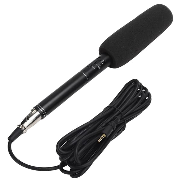 Black High Sensitivity Interview Microphone Wired Recording Mini Portable Microphone for Camera