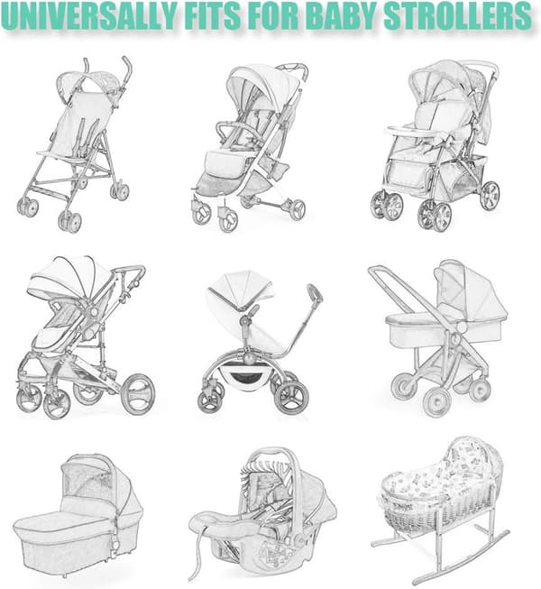 Mosquito Net for Stroller (2 pcs white) - Durable Mosquito Net for Strollers - Perfect Insect Net for Strollers, Cribs, Cradles - Playground Equipment