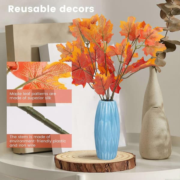 Artificial Maple Leaf Branches Autumn Leaves 5 Bundles Fall Decorations Outdoor UV Resistant Green