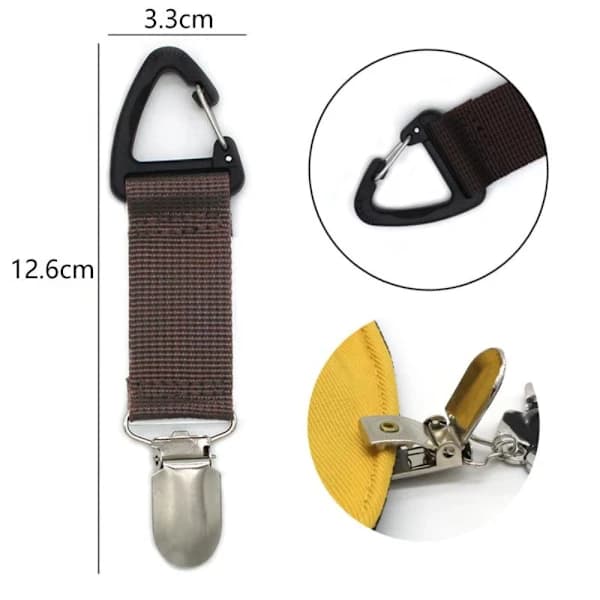 2 stk. hatteklemme stofklemmer KHAKI Khaki