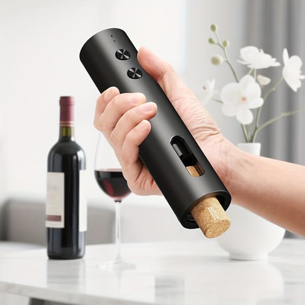 Single/Gift Box, Rechargeable Electric Wine Opener, Powerful Automatic Corkscrew with Foil Cutter, Wine Pourer, Vac [DB] A A