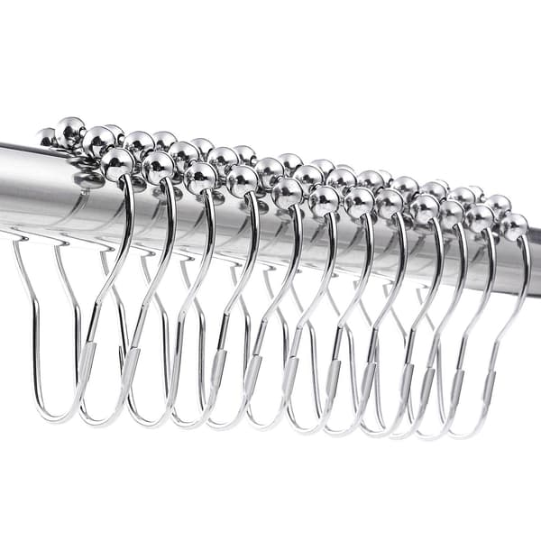 12-pack duschdraperiringar i rostfritt stål med glidsystem, 12 enkla krokar, 69x39mm