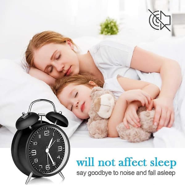 Double Bell Alarm Clock Analog Quartz Alarm Clock with Night Light | Loud Alarm | No Ticking