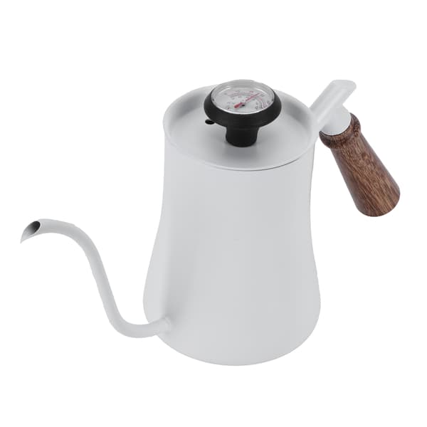 650 ml Hanging Ear Stainless Steel Hand Coffee Pot Drip Type Coffee Tool with Thermometer White