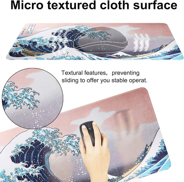 Gaming Mouse Pad - Extra Large Computer Keyboard Mouse Mat XXL / 90 x 40 x 0.3 cm (Wavy)