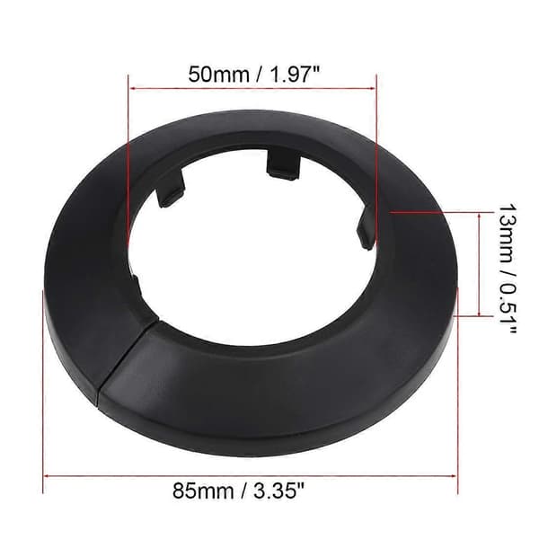 50 mm rörskydd dekoration PP radiator vattenrör väggskydd svart 4 st