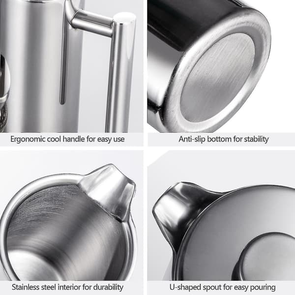 350ml/800ml/1000ml Fransk Press Kaffebrygger Rustfrit Stål Dobbeltvægget Isoleret Kaffekande