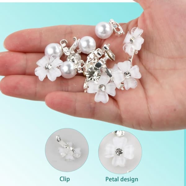 Små blomsterhårnåle, mini diamantperle, til kvinder og piger, 20 stk. hvide