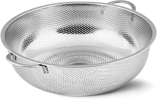 Kjøkkensil med stativ - Mikroperforert sil med håndtak - Rustfritt stål - 25,5 cm