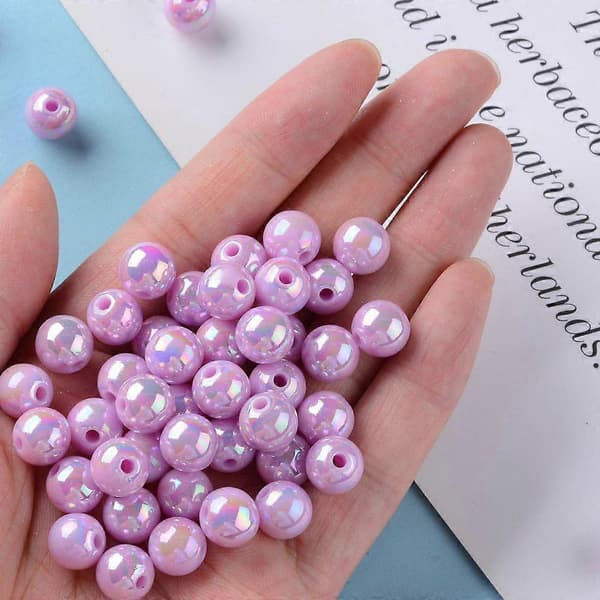 Opaque Acrylic Beads AB Color Plated Round Violet 10x9mm Hole: 2mm 940pcs/500g