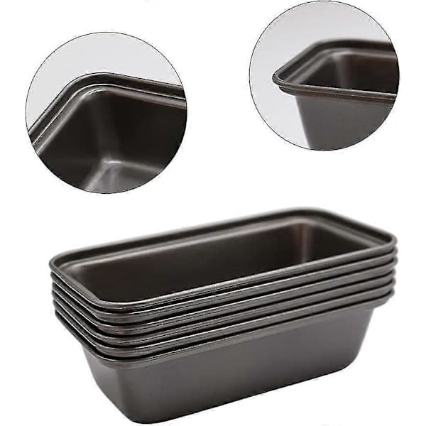 Brødform, 6 stk. non-stick mini brødforme og brødform, kulstofstål brødform til brød, kager, quiche og brownies