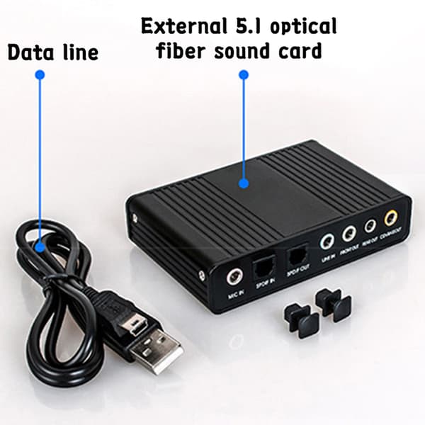 Eksternt lydkort Optisk fiber USB 5.1 HD til computer bærbar blå
