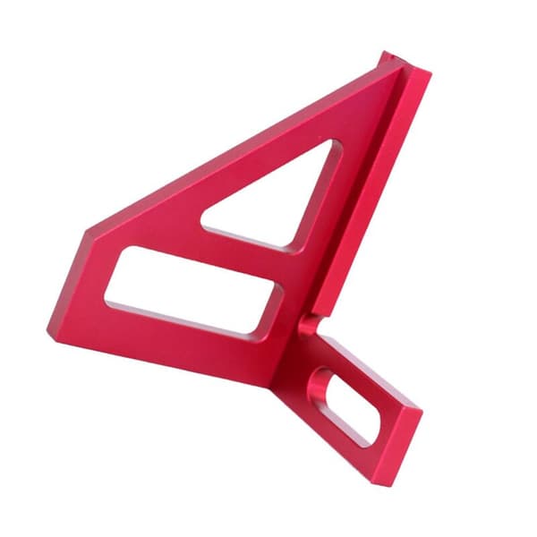 Carpenter's Angle Aluminum Miter Triangular Ruler, Precision Hole Tracer, Angle Protractor for Woodworking, 45/90 Degree-Red