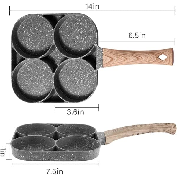Non-stick stekepanne med 4 hull, pannekakepanne, stekt egg, hamburgerpanne