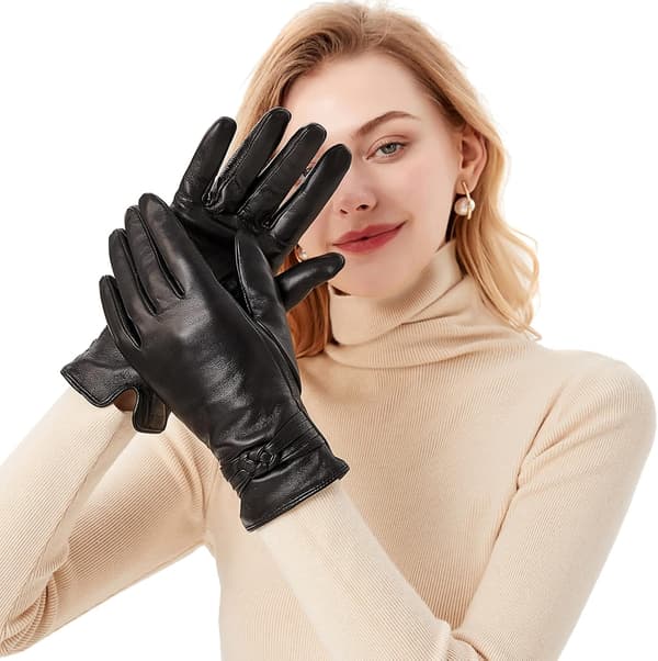 Ægte Læder Vinterhandsker, K cashmere-foring, Touchskærm