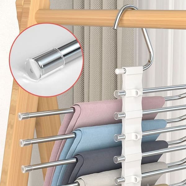 Multifunctional White Trouser Hangers, 2-Pack Space-Saving Trouser Hangers