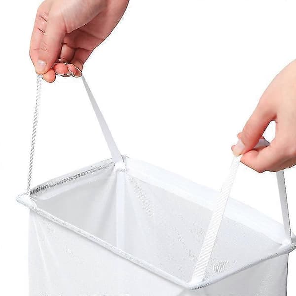 Mesh Laundry Basket Wall Mounted Self-Adhesive Storage Laundry Bag Foldable