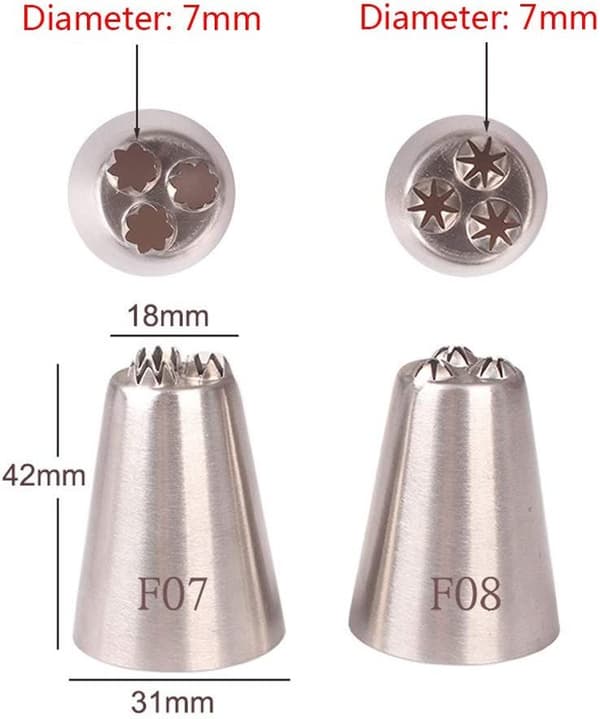 2 stk. 3-stjernede dyser INOX-