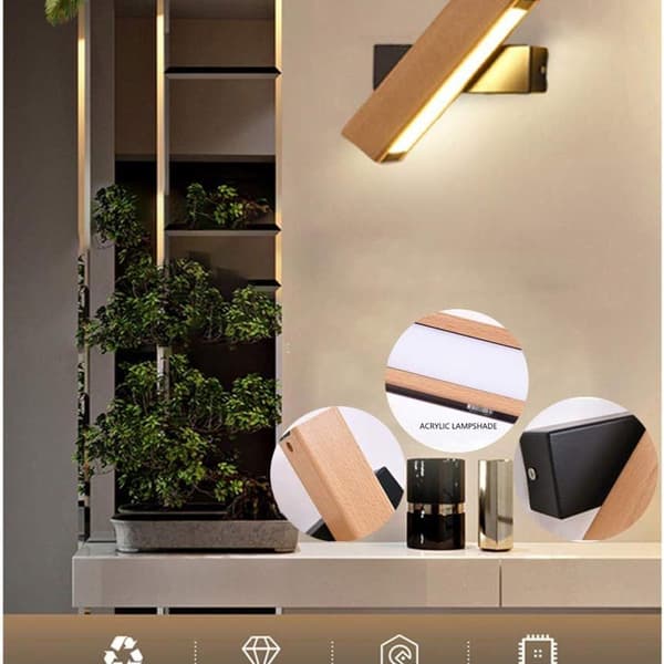 Rotating LED Wall Lamp for Indoor Use, Warm White and Black KLB