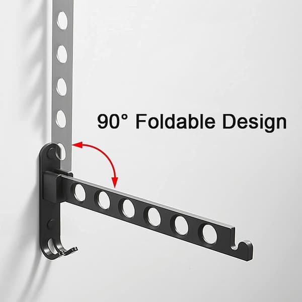 Folding Clothes Hooks, Wall Mounted Clothes Hanger Wall Hooks Folding Hooks for Balcony Bathroom Laundry Room (Black, 1 pc)
