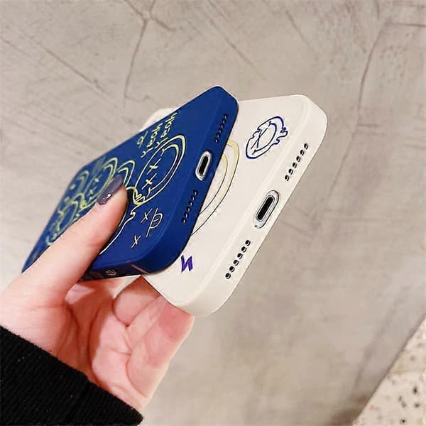 Sødt Sort Glad Smil Graffiti Sidetryk Telefoncover til Apple iPhone 13 Pro Max Etui til Kvinder Slanke Bløde Covers til iPhone 13ProMax Hvid, xzwq