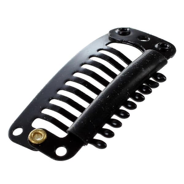 20 stk Sorte Ni-tands Snap-clips til Hårforlængelse, DIY-brug (sort) 32mm L