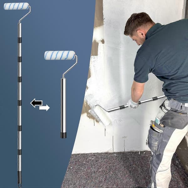 Paint Roller with Extended Detachable Handle | Household Tool for Wall Painting | Paint Roller Set for Walls and Ceilings