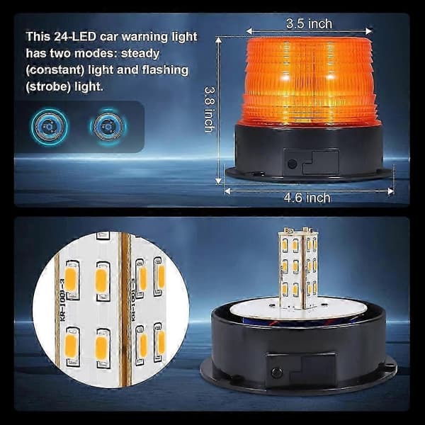 Magnetic Wireless Warning Light, Rechargeable Emergency Strobe Light Battery Operated Strobe Lamp for Truck Vehicle