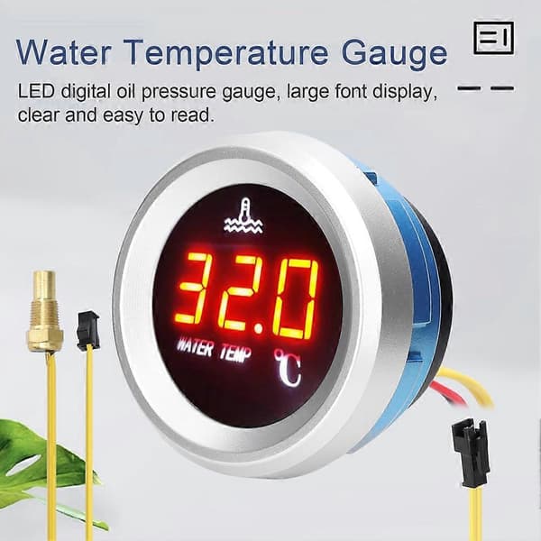 52 mm digital vandtemperaturmåler til biler med LED-display 9-36V sensor og alarm