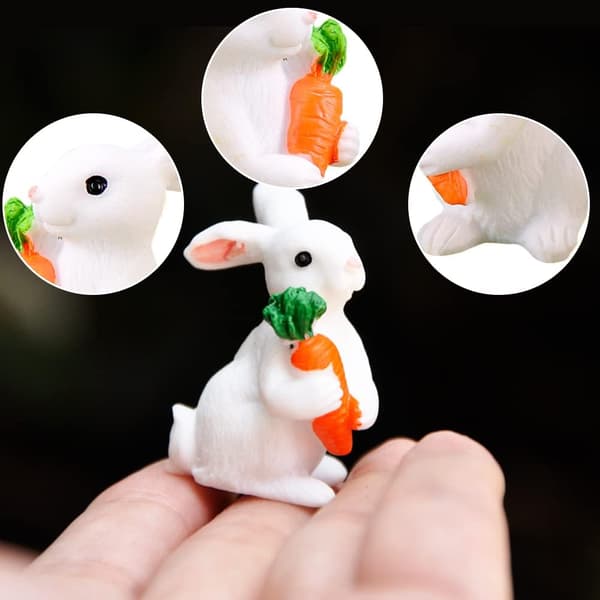 Miniature Kaninpynt, 8-delt Mini Kaninfigurer, Mini R