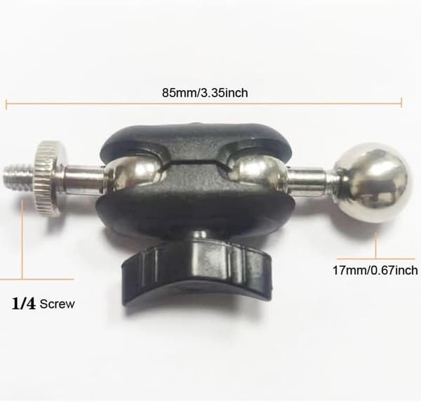 2-pak erstatnings superklemme – 17 mm dobbelt kugleled + 1/4\" skrue til GoPro, telefon, webcam