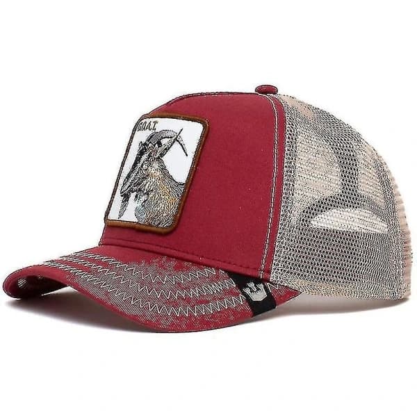 Black Panther Mesh Cap for Adults, Summer Baseball Cap, Trucker Cap W-FA- Goat - Wine Red