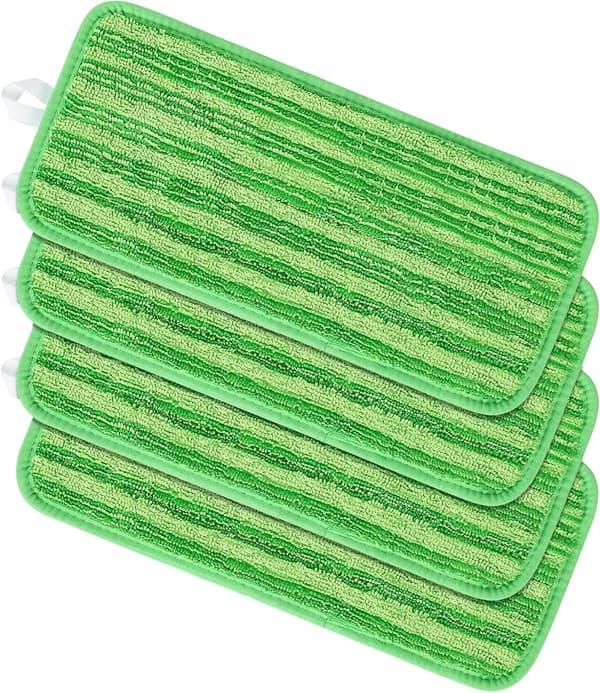 4 erstatningsputer, mikrofiberspray for jetmopp, erstatningsklut 45x13 cm (grønn)