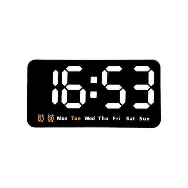 Wall Clock Large Screen Living Room Voice Control Digital Clock Snooze Temperature Date Display USB 12/24H Table LED Clock White white