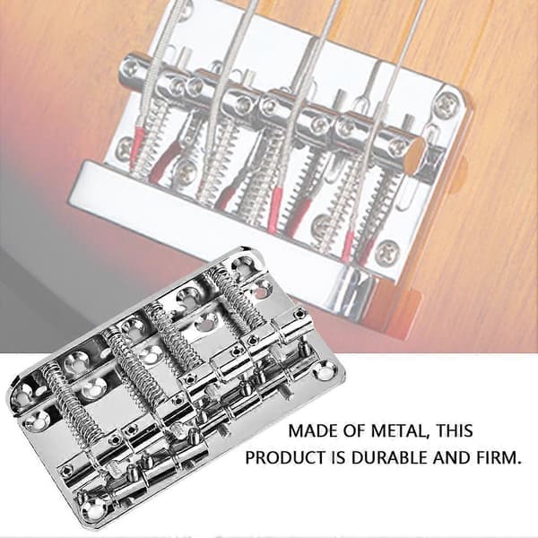 Metal Four String Bass Bridge for 4-String Electric Bass Guitar (Silver) [DB]