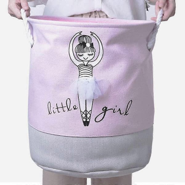 Round Laundry Hamper Large Storage Basket for Nursery with Handles Foldable Canvas Fabric Storage