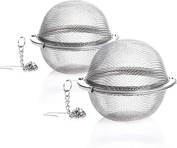 2-pak tesil - tesil i rustfrit stål med net, premium tefilter teintervaldiffusor med forlænget kædekrog