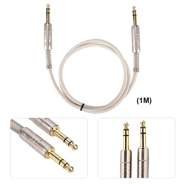 Forgyldt 6,35 mm han til han adapter Stereo forlænger lydkabelstik (1M)
