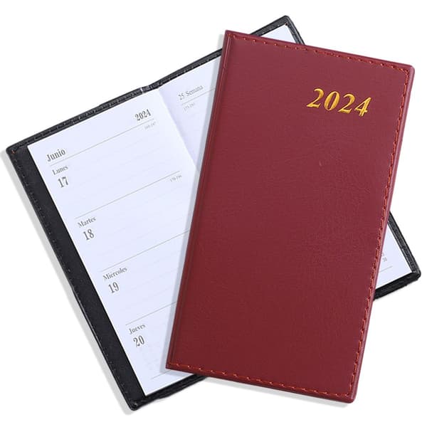 Planlægger 2024 (7'' x 3.9''), Månedlig Ugentlig Tidsarrangør Rød KLB