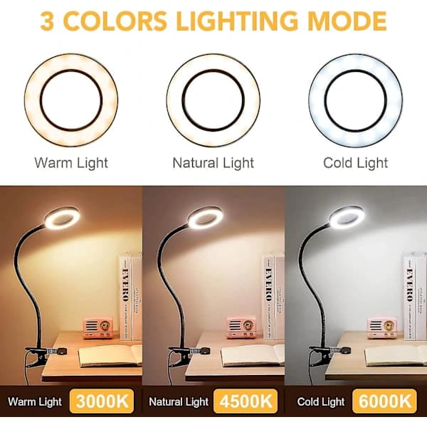 Magnifying Glass with Lamp - 5x, 9W Clamp Lamp, 48 LED Desk Lamp with Clamp