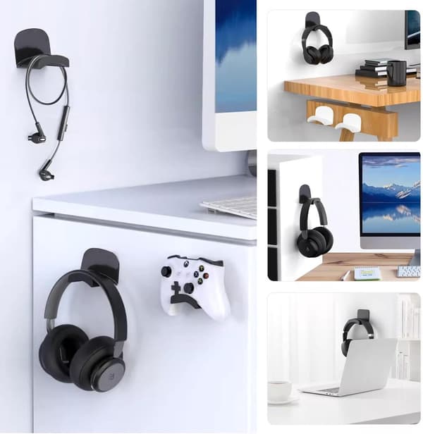 Headphone Holder - 2 Headphone Hooks - Headphone Stand - Universal Headphone Hook - Gaming Headphone Stand - Headphone Hook Wall Mount