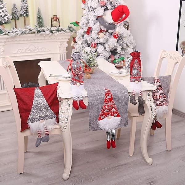 Christmas Table Runner, Santa Gnome Tablecloth Decorative Tablecloth 212x34cm_yux